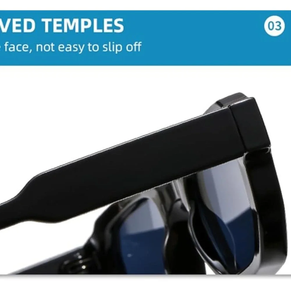 Mens Black Hip Hop Sunglasses Black Tint Lens Modern Rectangle Streetwear UV400